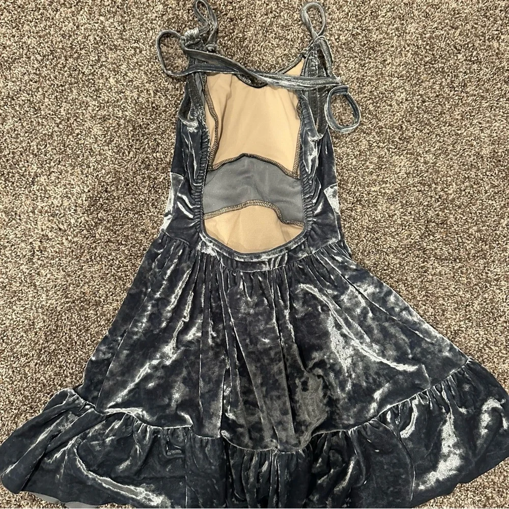 Girls Blue Velvet Dress